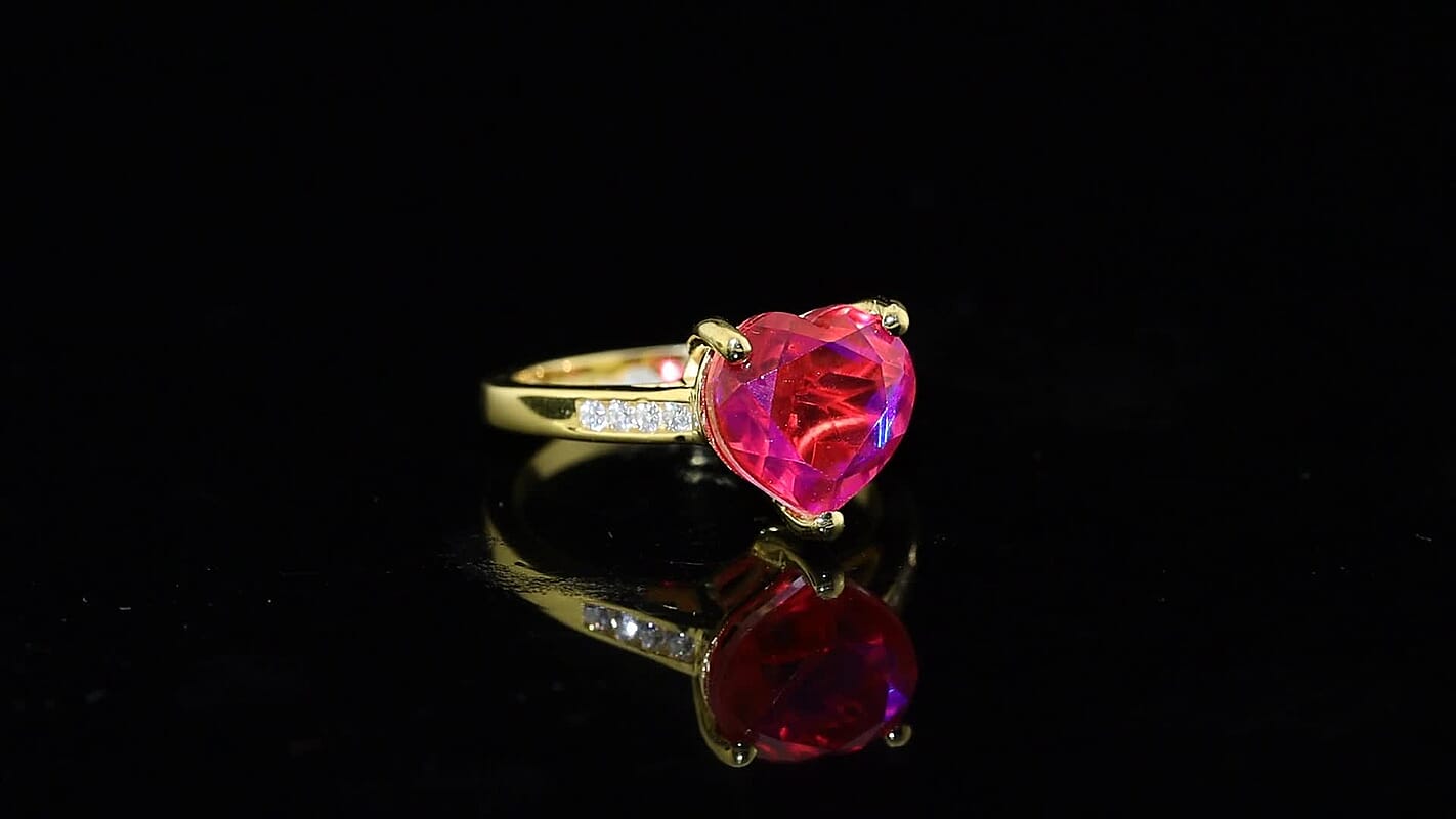 EverTrue Volcanic Triplet Quartz and Moissanite 4.10 ctw Ring in 18K YG Plated (Size 7.0)