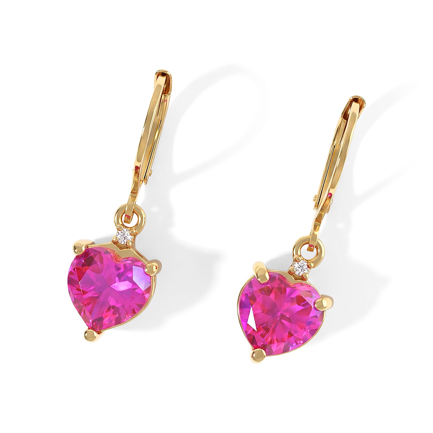 EverTrue Volcanic Triplet Quartz and Moissanite 4.10 ctw Solitaire Lever Back Earrings in 18K YG Plated
