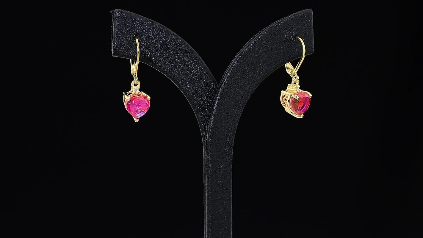 EverTrue Volcanic Triplet Quartz and Moissanite 4.10 ctw Solitaire Lever Back Earrings in 18K YG Plated