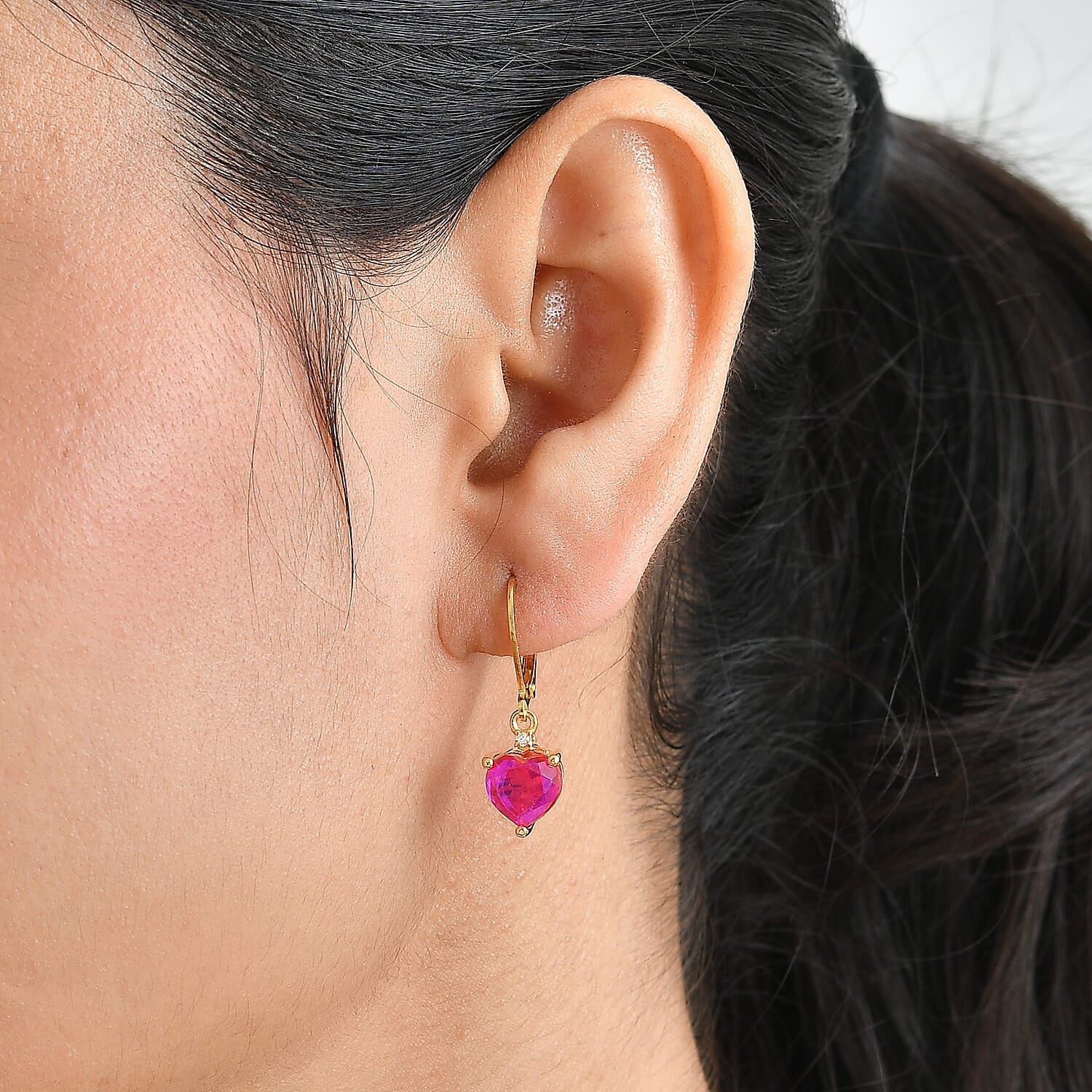EverTrue Volcanic Triplet Quartz and Moissanite 4.10 ctw Solitaire Lever Back Earrings in 18K YG Plated