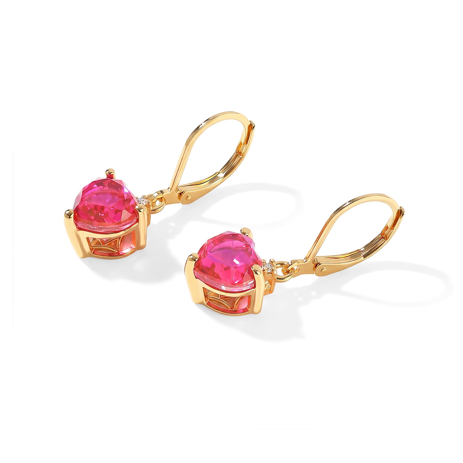 EverTrue Volcanic Triplet Quartz and Moissanite 4.10 ctw Solitaire Lever Back Earrings in 18K YG Plated