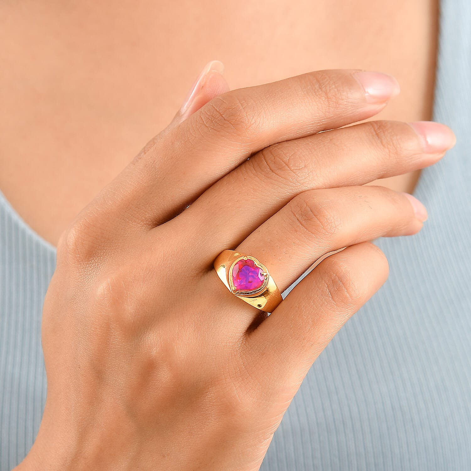 EverTrue Volcanic Triplet Quartz 2.75 ctw Ring in 18K YG Plated (Size 7.0)