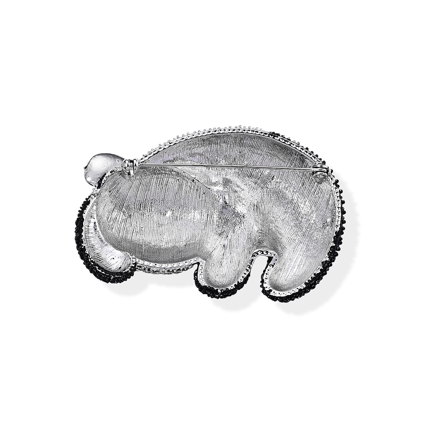 Austrian Black and White Crystal Panda Enameled Brooch