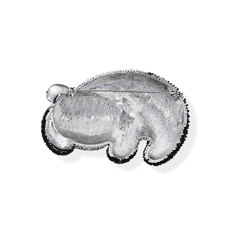 Austrian Black and White Crystal Panda Enameled Brooch