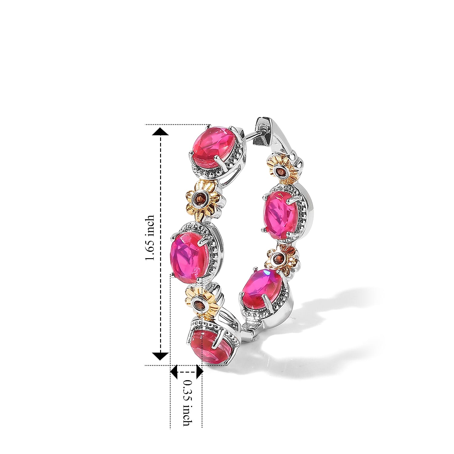 EverTrue Volcanic Triplet Quartz and Mozambique Garnet 15.00 ctw Hoop Earrings in 18K YG Plated and Platinum Bond