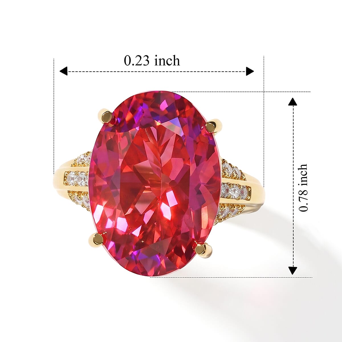 EverTrue Volcanic Triplet Quartz and White Zircon 14.00 ctw Ring in 18K YG Plated (Size 5.0)