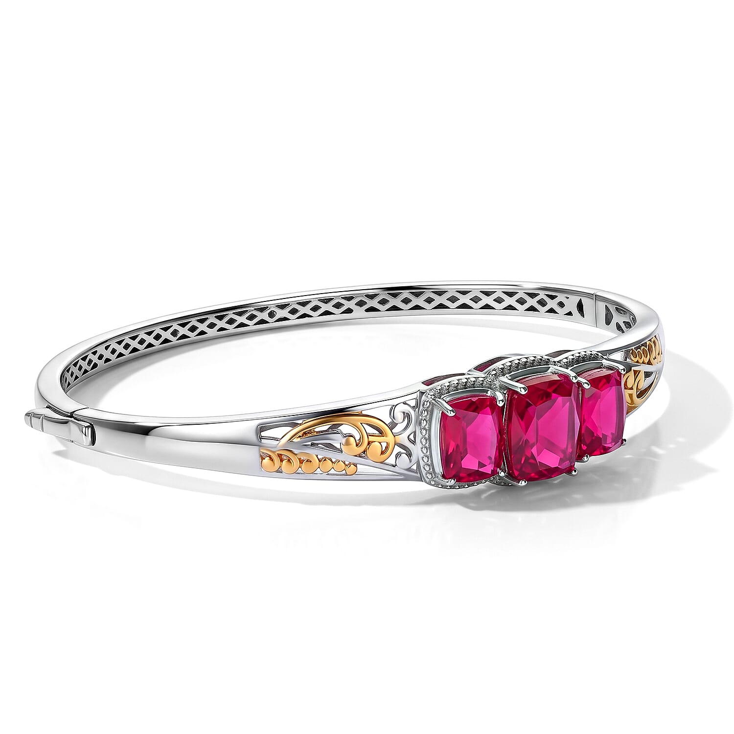 EverTrue Volcanic Quartz (Triplet) 9.10 ctw Bangle Bracelet in 18K YG Plated and Platinum Bond (6.50 In)