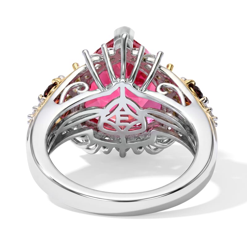 EverTrue Volcanic Triplet Quartz and Multi Gemstone 7.70 ctw Ring in 18K YG Plated and Platinum Bond (Size 5.0)