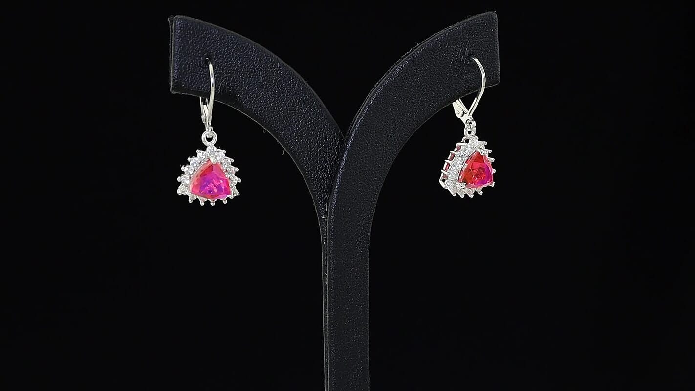 EverTrue Volcanic Triplet Quartz and White Zircon 5.10 ctw Earrings in Platinum Bond