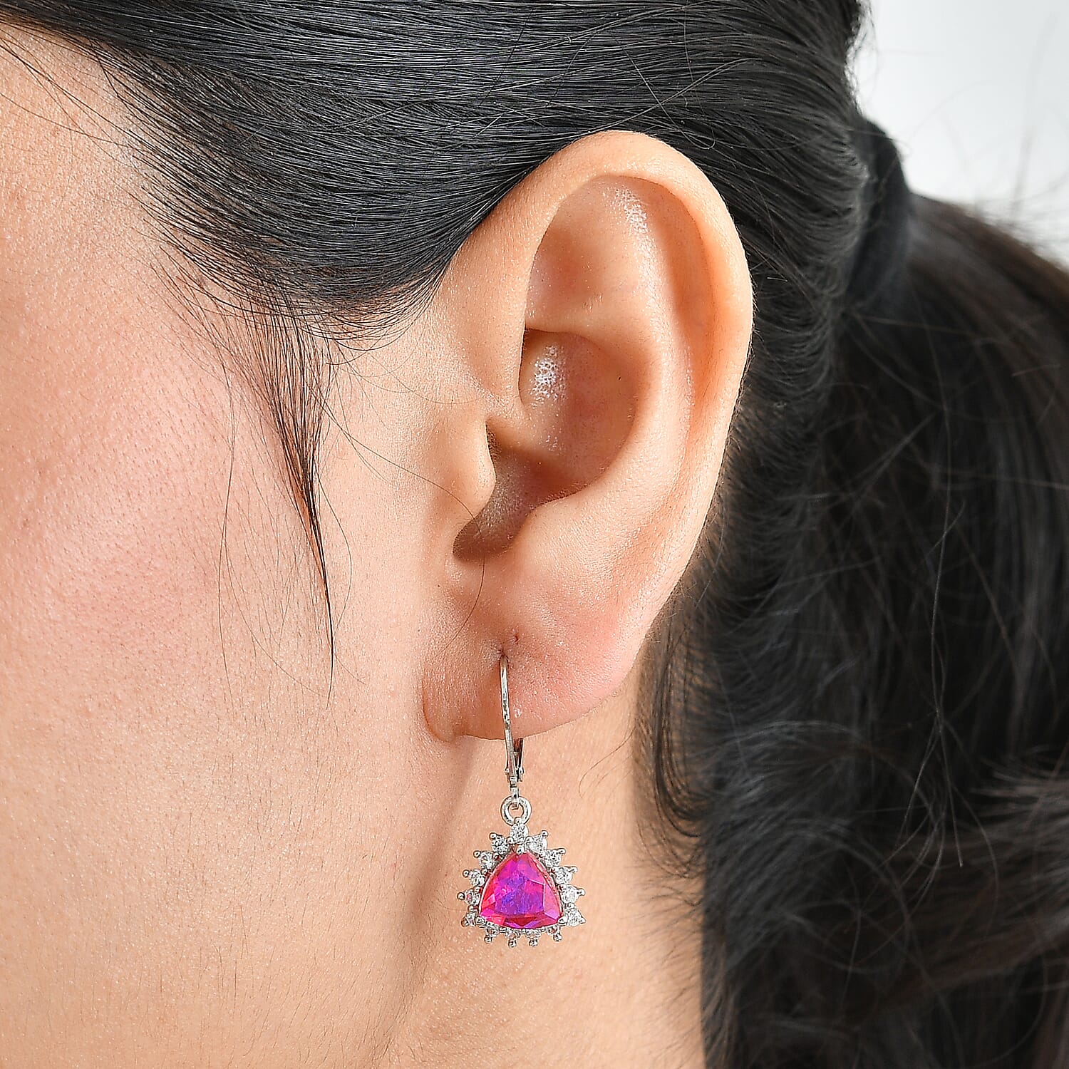 EverTrue Volcanic Triplet Quartz and White Zircon 5.10 ctw Earrings in Platinum Bond