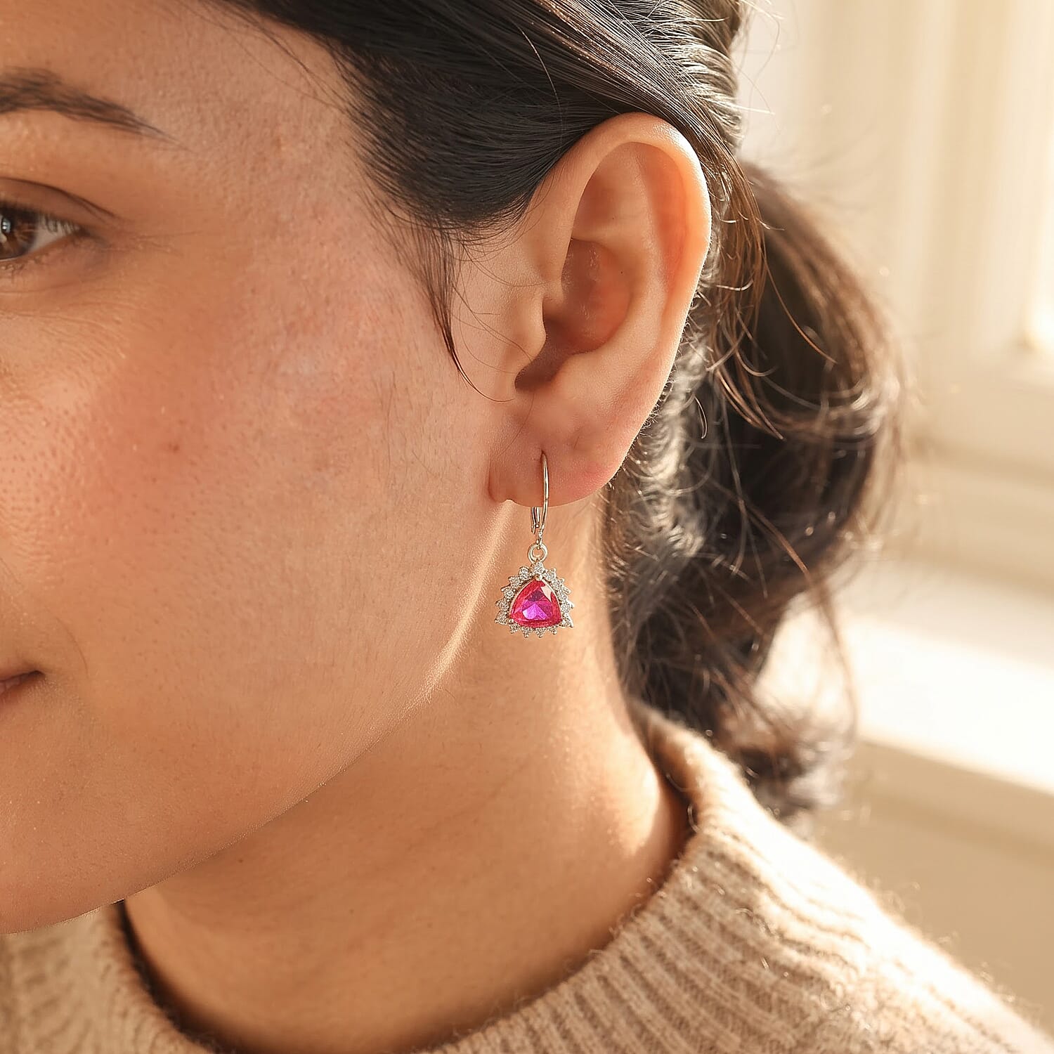 EverTrue Volcanic Triplet Quartz and White Zircon 5.10 ctw Earrings in Platinum Bond