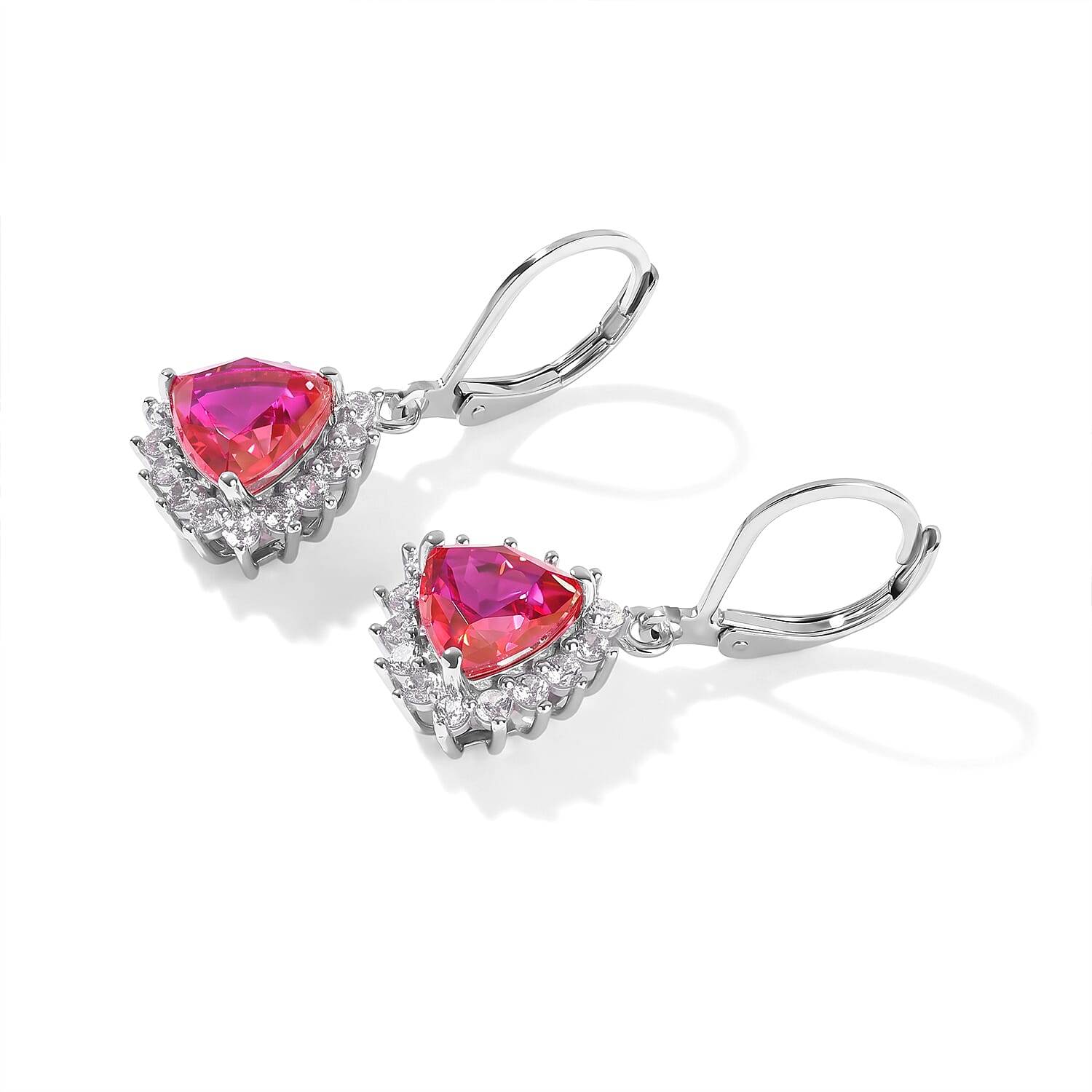 EverTrue Volcanic Triplet Quartz and White Zircon 5.10 ctw Earrings in Platinum Bond