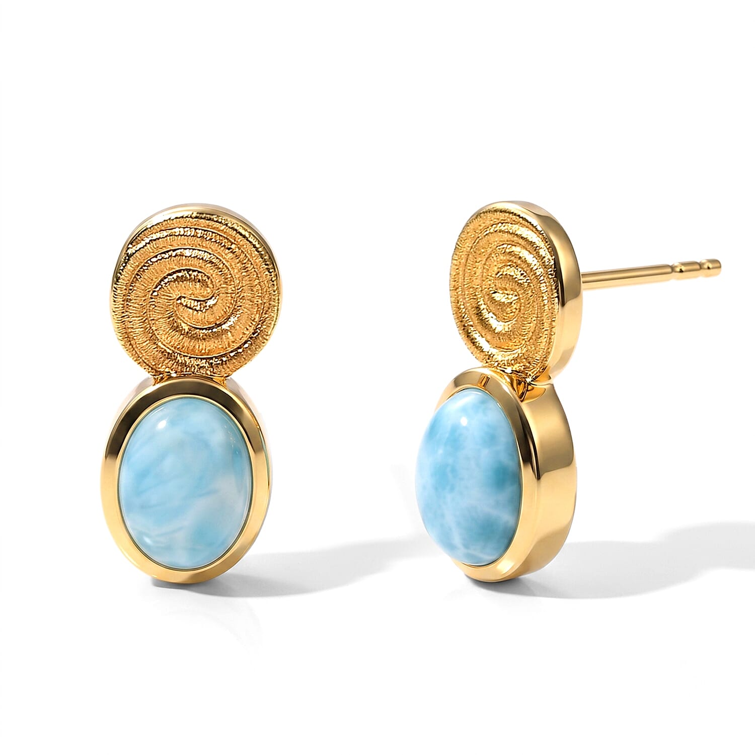 D'Joy Larimar 3.35 ctw Earrings in 18K Vermeil Yellow Gold Over Sterling Silver