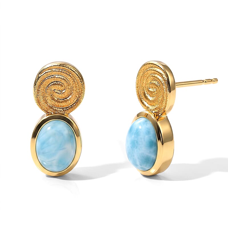 D'Joy Larimar 3.35 ctw Earrings in 18K Vermeil Yellow Gold Over Sterling Silver