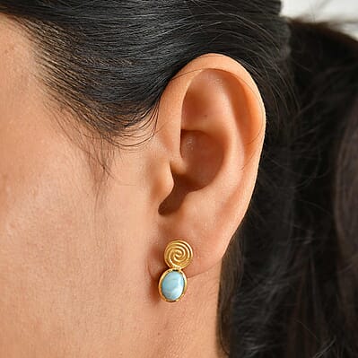 D'Joy Larimar 3.35 ctw Earrings in 18K Vermeil Yellow Gold Over Sterling Silver