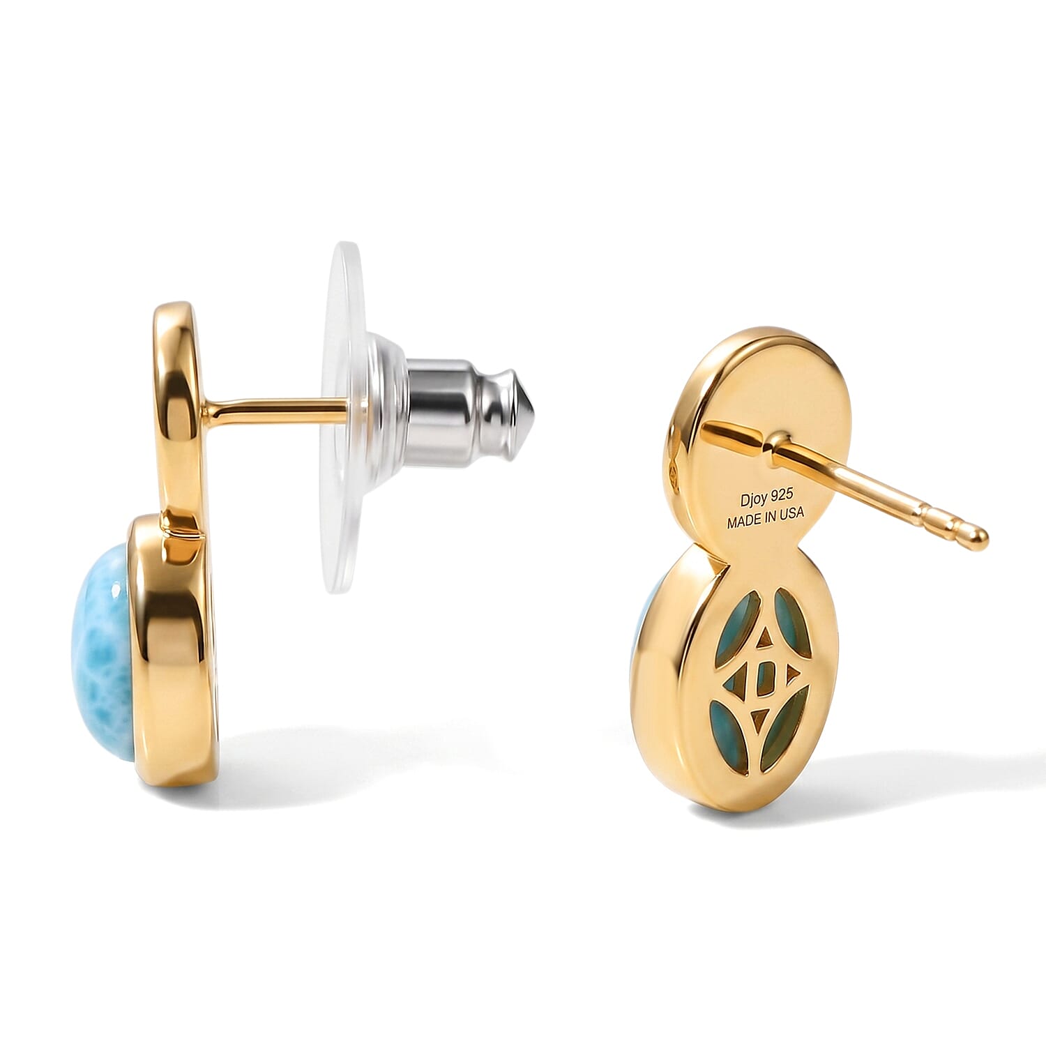 D'Joy Larimar 3.35 ctw Earrings in 18K Vermeil Yellow Gold Over Sterling Silver