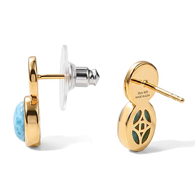 D'Joy Larimar 3.35 ctw Earrings in 18K Vermeil Yellow Gold Over Sterling Silver