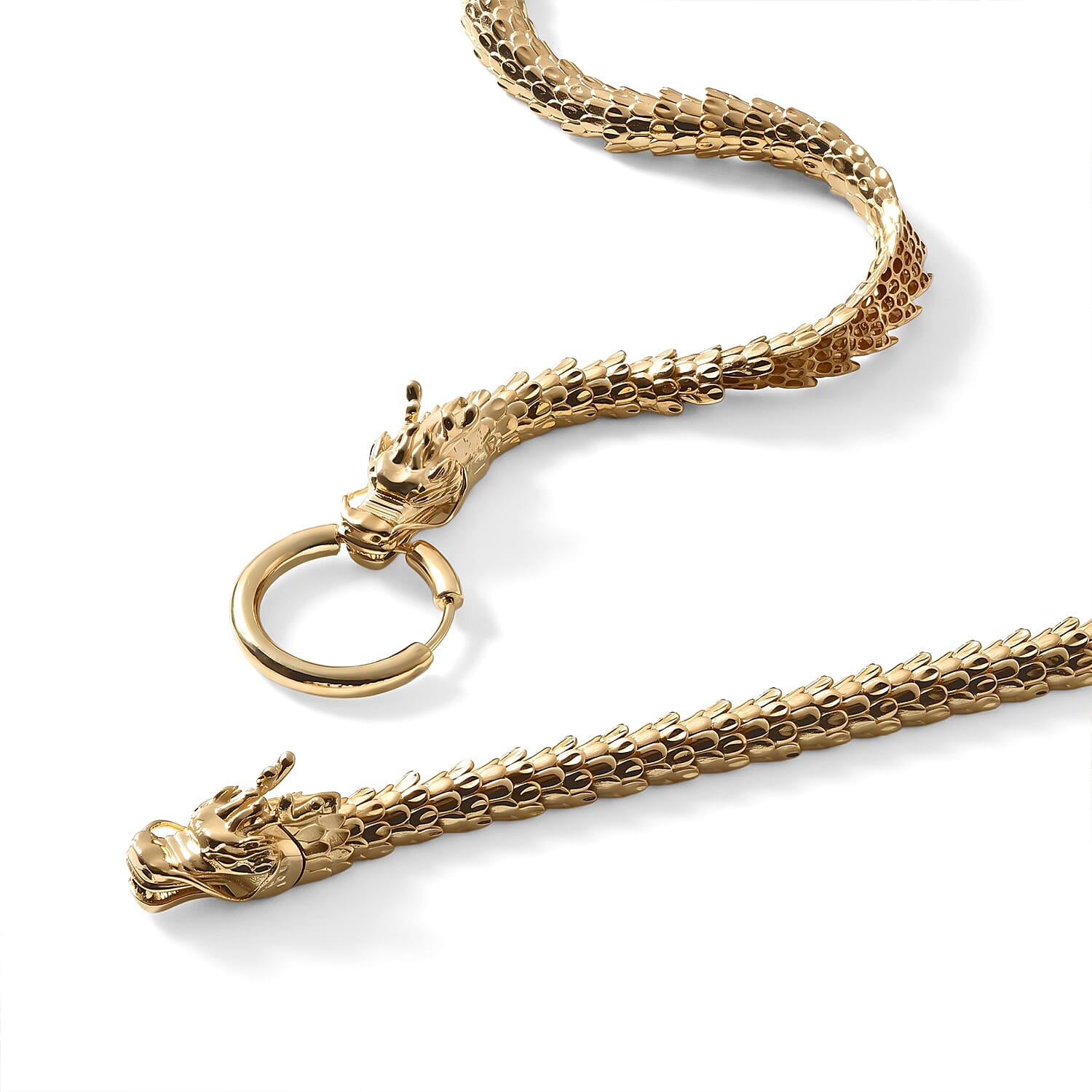 Doorbuster Luxoro Twin Dragon Head Chain Necklace in 10K Yellow Gold 21.85 Grams 18 Inches