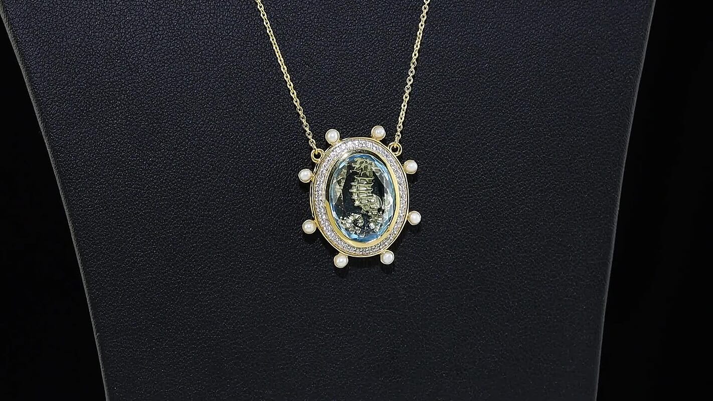 GP Skyblue Topaz and Multi Gemstone 11.00 ctw Necklace (18-20 Inches) in 18K Vermeil Yellow Gold Over Sterling Silver