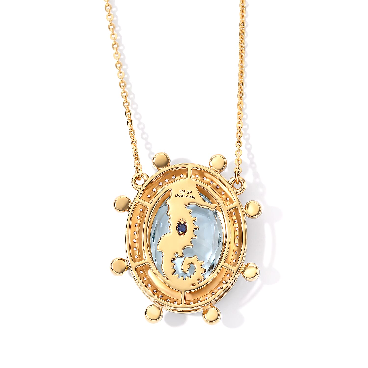 GP Skyblue Topaz and Multi Gemstone 11.00 ctw Necklace (18-20 Inches) in 18K Vermeil Yellow Gold Over Sterling Silver