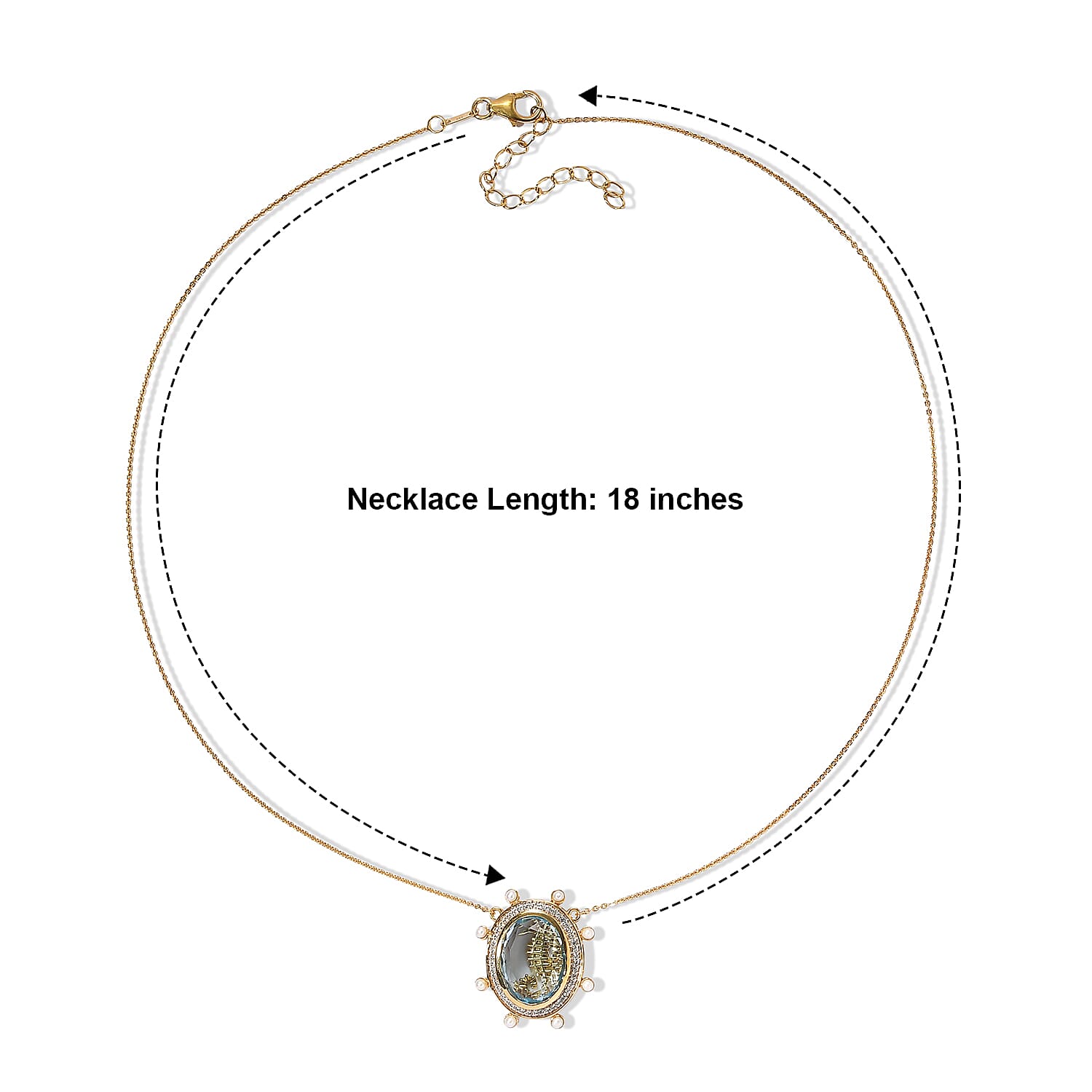 GP Skyblue Topaz and Multi Gemstone 11.00 ctw Necklace (18-20 Inches) in 18K Vermeil Yellow Gold Over Sterling Silver