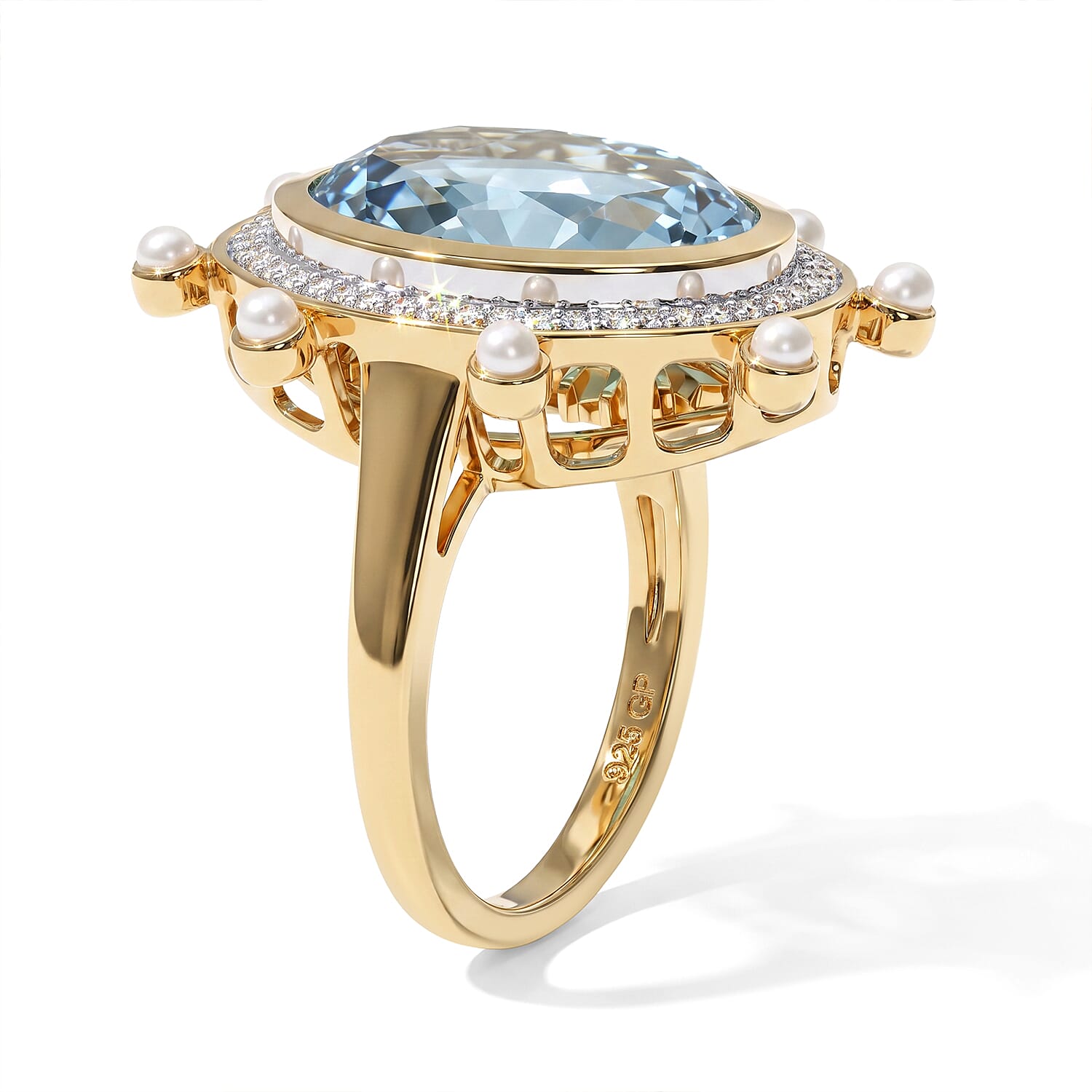 GP Sky Blue Topaz, Multi Gemstone Living Creature Ring in 18K Vermeil YG Over Sterling Silver (Size 6.0) 11.00 ctw