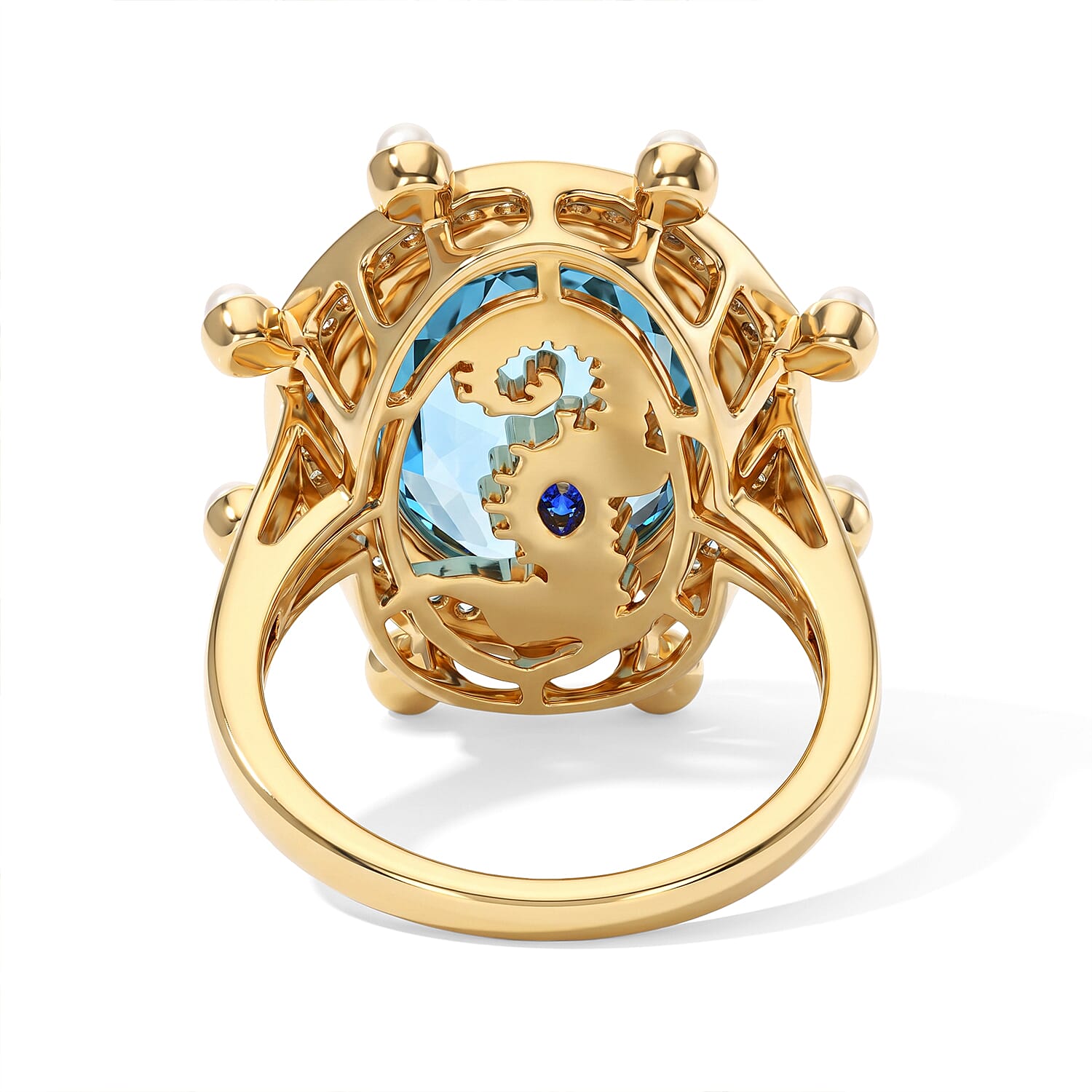 GP Sky Blue Topaz, Multi Gemstone Living Creature Ring in 18K Vermeil YG Over Sterling Silver (Size 6.0) 11.00 ctw