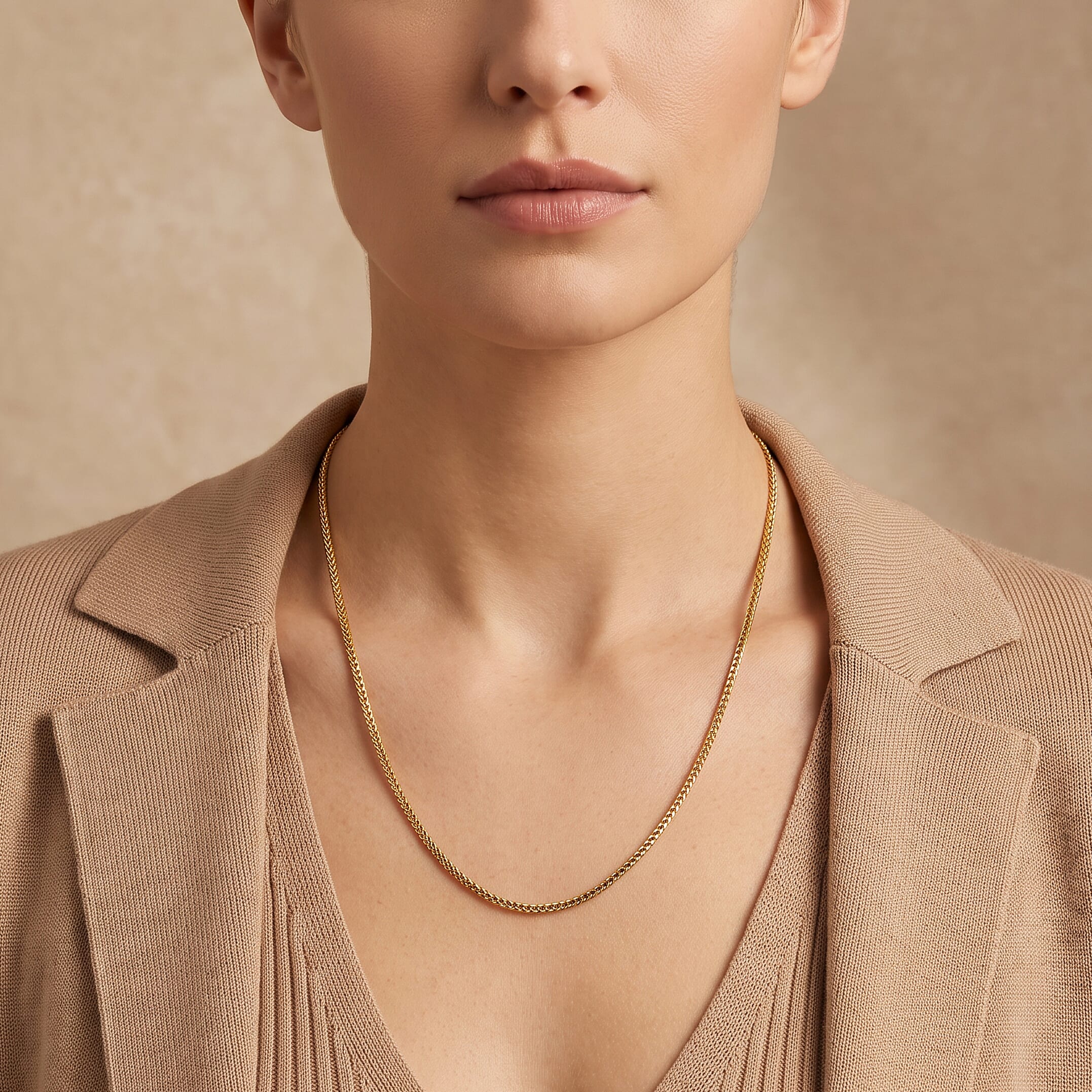 Doorbuster Triple Spiga Chain Necklace in 18K Yellow Gold 2.30 Grams 20 Inches