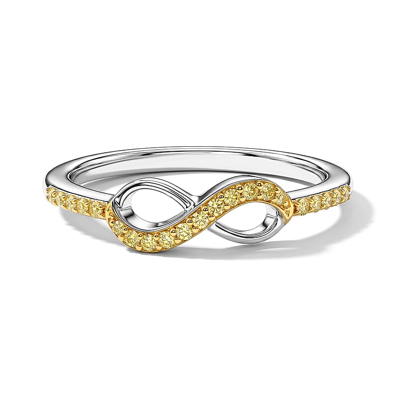 D'Joy Natural Yellow Diamond I3 0.10 ctw Ring in 18K Vermeil Yellow Gold Over Sterling Silver (Size 5.0)