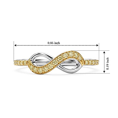 D'Joy Natural Yellow Diamond I3 0.10 ctw Ring in 18K Vermeil Yellow Gold Over Sterling Silver (Size 5.0)