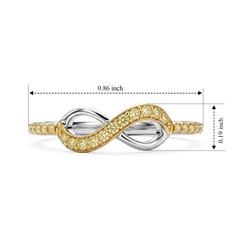 Doorbuster D'Joy Natural Yellow Diamond I3 0.10 ctw Infinity Ring in 18K Vermeil Yellow Gold Over Sterling Silver (Size 7.0)