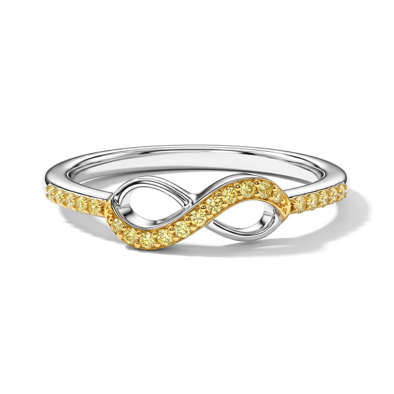 Doorbuster D'Joy Natural Yellow Diamond I3 0.10 ctw Infinity Ring in 18K Vermeil Yellow Gold Over Sterling Silver (Size 9.0)
