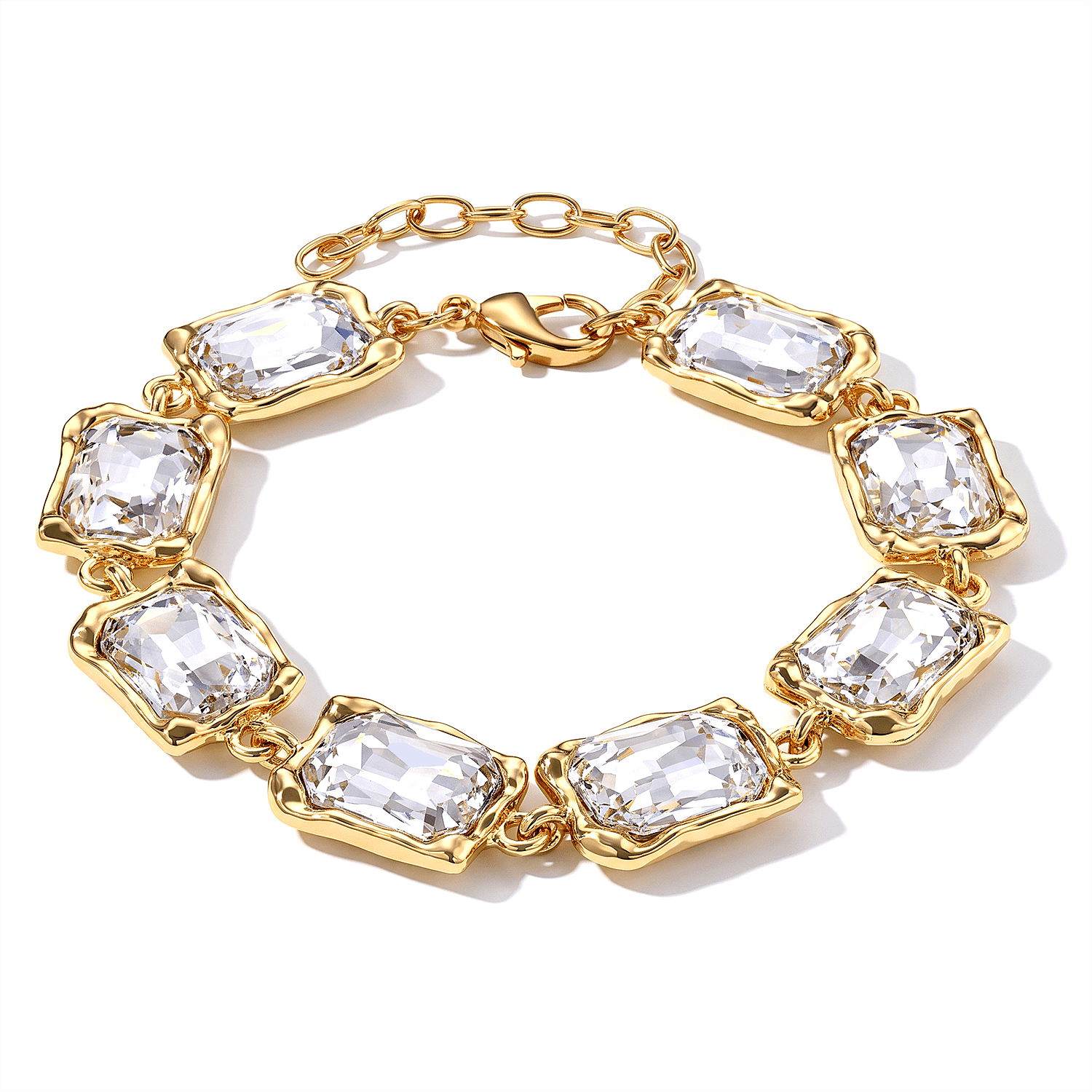 Celebrity Style White Glass Line Bracelet in Silvertone (7.75-9.75In)