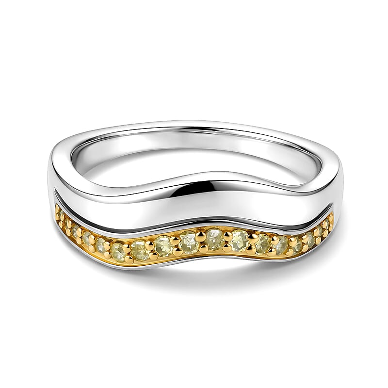 D'Joy Natural Yellow Diamond I3 0.20 ctw Ring in 18K Vermeil Yellow Gold Over Sterling Silver (Size 6.0)
