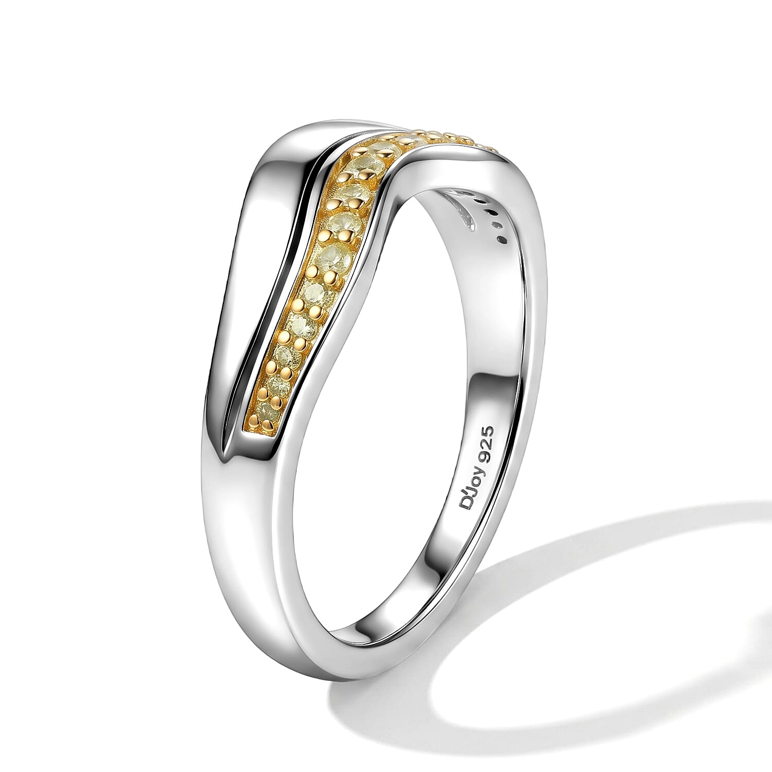 D'Joy Natural Yellow Diamond I3 0.20 ctw Ring in 18K Vermeil Yellow Gold Over Sterling Silver (Size 6.0)