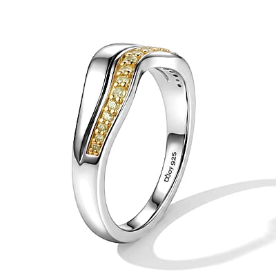 D'Joy Natural Yellow Diamond I3 0.20 ctw Ring in 18K Vermeil Yellow Gold Over Sterling Silver (Size 6.0)