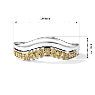 D'Joy Natural Yellow Diamond I3 0.20 ctw Ring in 18K Vermeil Yellow Gold Over Sterling Silver (Size 6.0)