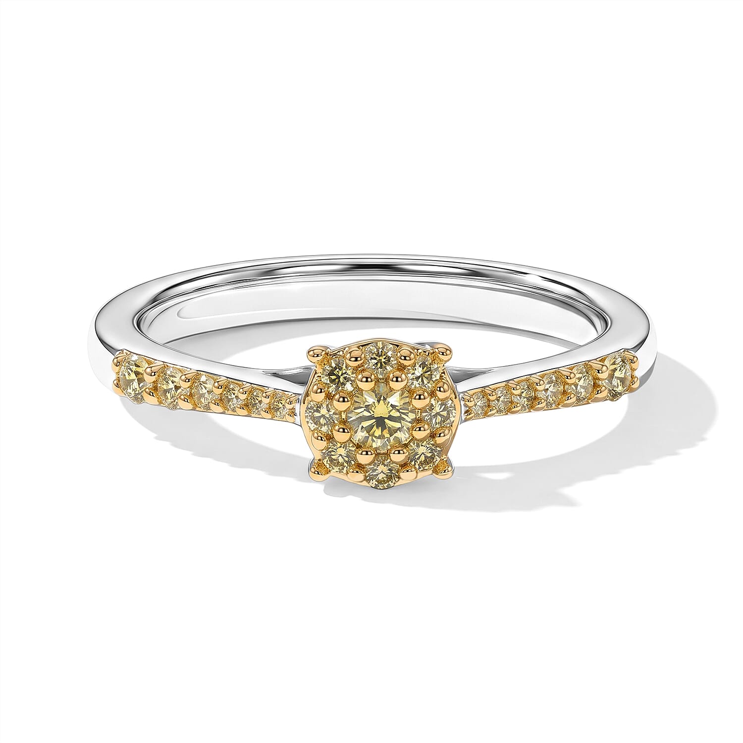 D'Joy Natural Yellow Diamond I3 0.25 ctw Ring in 18K Vermeil Yellow Gold Over Sterling Silver (Size 6.0)