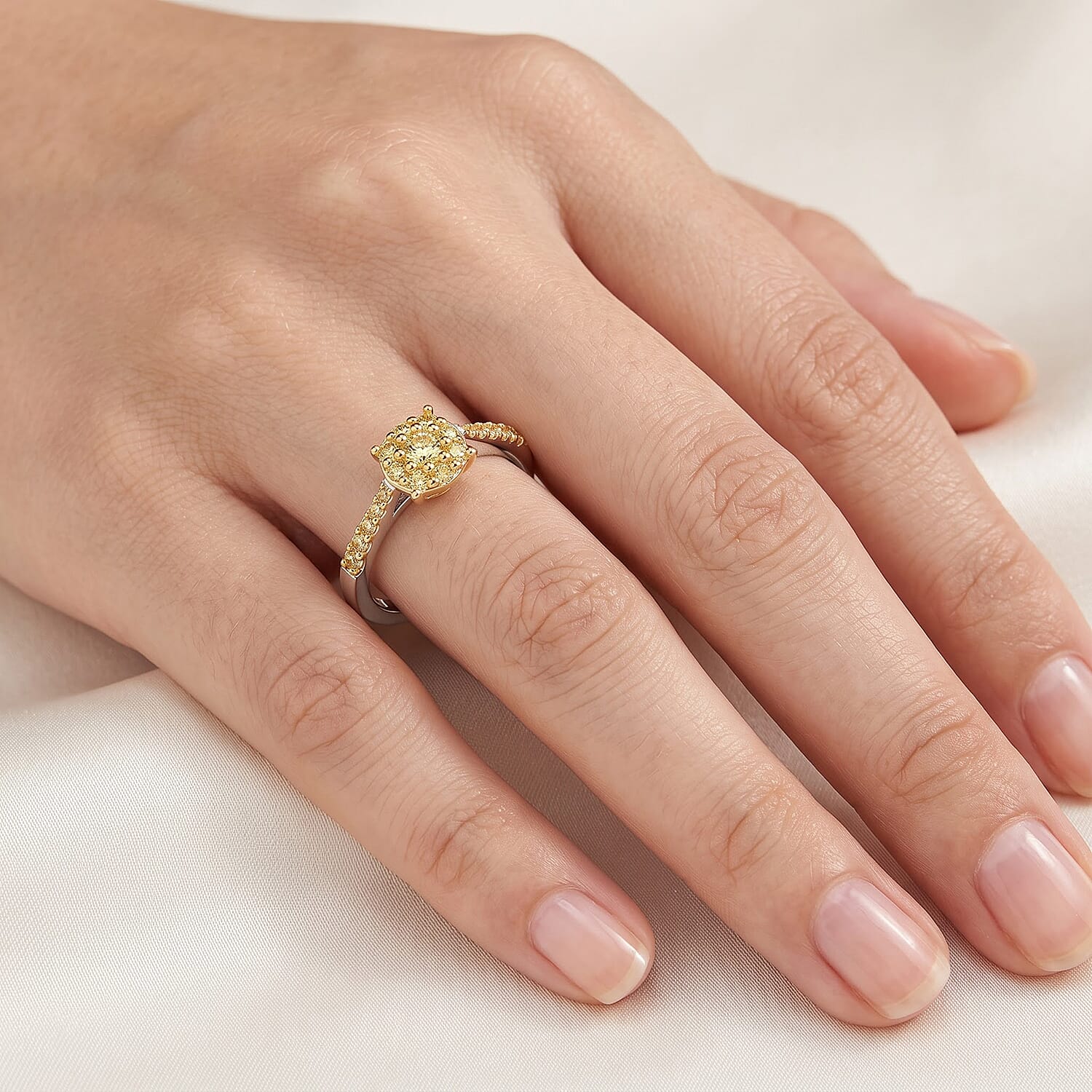 D'Joy Natural Yellow Diamond I3 0.25 ctw Ring in 18K Vermeil Yellow Gold Over Sterling Silver (Size 6.0)
