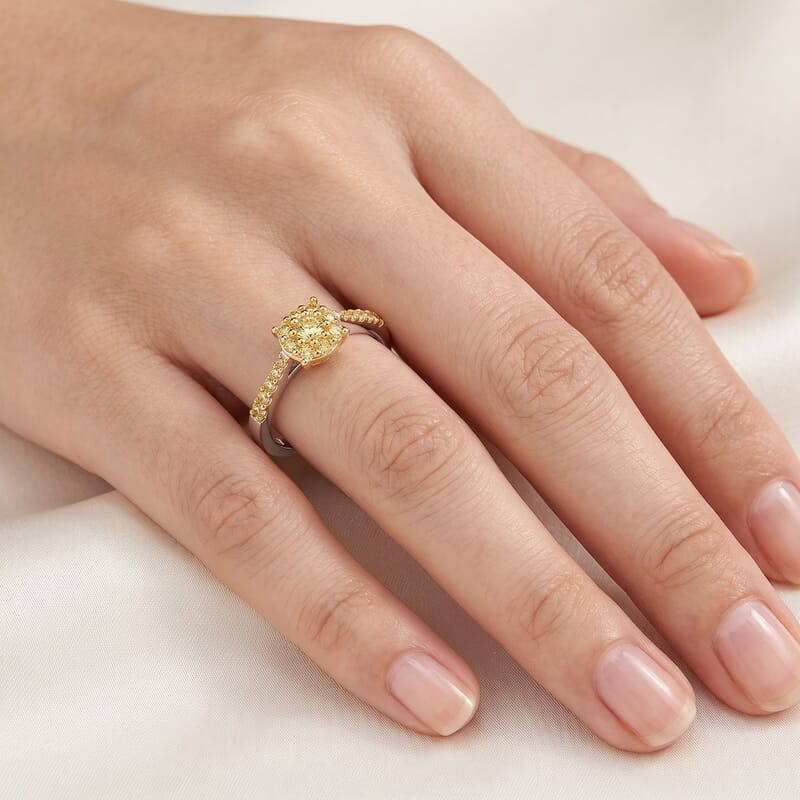 Doorbuster D'Joy Natural Yellow Diamond I3 0.25 ctw Ring in 18K Vermeil Yellow Gold Over Sterling Silver (Size 6.0)