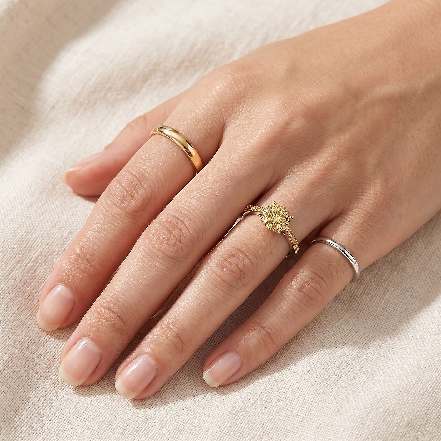 D'Joy Natural Yellow Diamond I3 0.25 ctw Ring in 18K Vermeil Yellow Gold Over Sterling Silver (Size 6.0)