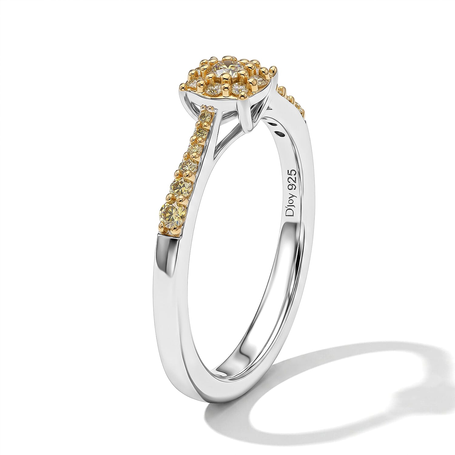 D'Joy Natural Yellow Diamond I3 0.25 ctw Ring in 18K Vermeil Yellow Gold Over Sterling Silver (Size 6.0)