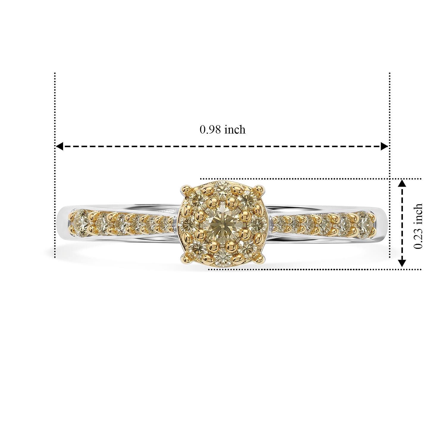 D'Joy Natural Yellow Diamond I3 0.25 ctw Ring in 18K Vermeil Yellow Gold Over Sterling Silver (Size 6.0)