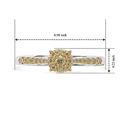 D'Joy Natural Yellow Diamond I3 0.25 ctw Ring in 18K Vermeil Yellow Gold Over Sterling Silver (Size 6.0)
