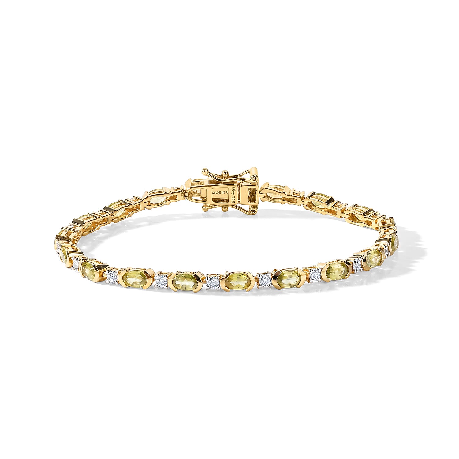 D'Joy Premium Malacacheta Sphene and Moissanite 5.50 ctw Tropical Dew Bracelet in 18K Vermeil Yellow Gold Over Sterling Silver (6.50 In)