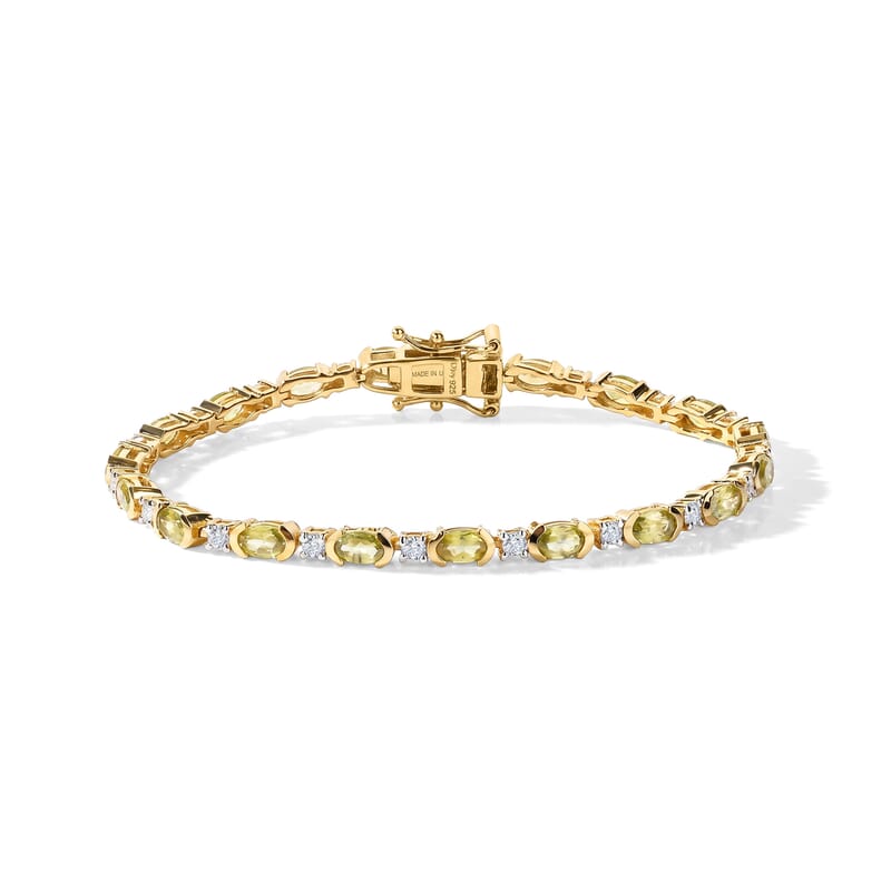 D'Joy Premium Malacacheta Sphene and Moissanite 5.50 ctw Tropical Dew Bracelet in 18K Vermeil Yellow Gold Over Sterling Silver (6.50 In)