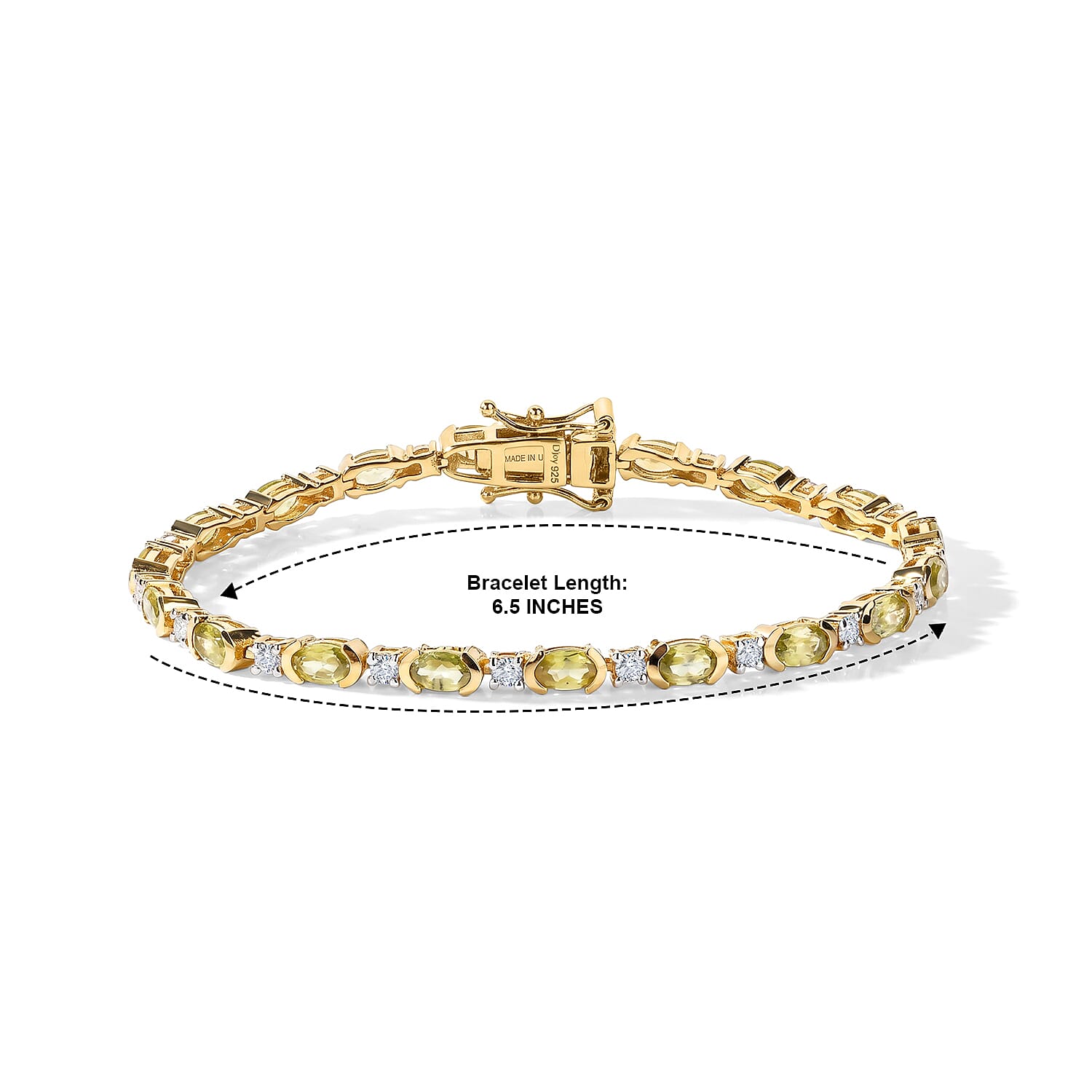 D'Joy Premium Malacacheta Sphene and Moissanite 5.50 ctw Tropical Dew Bracelet in 18K Vermeil Yellow Gold Over Sterling Silver (6.50 In)