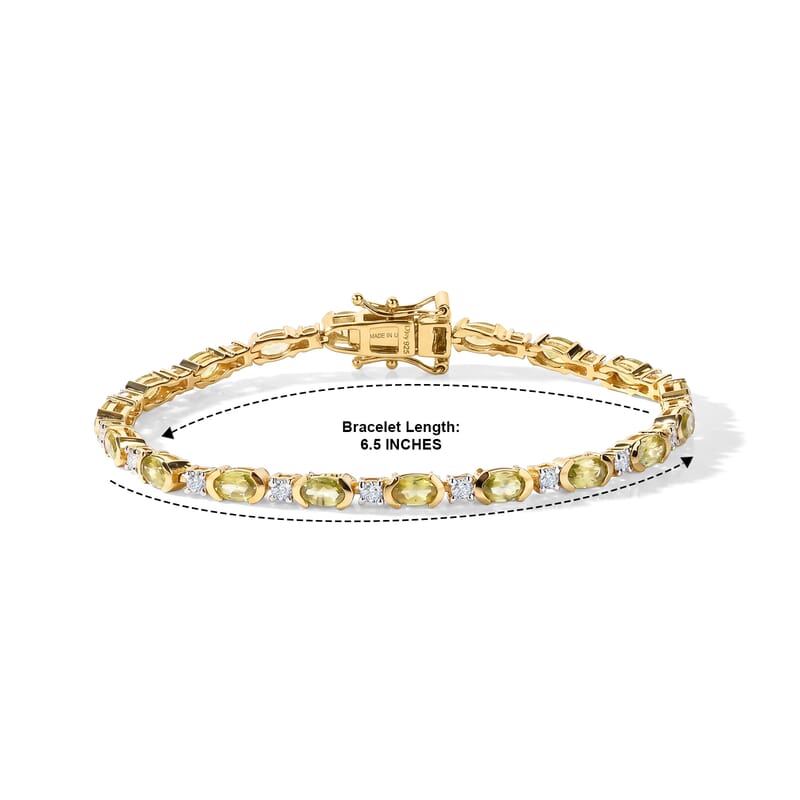 D'Joy Premium Malacacheta Sphene and Moissanite 5.50 ctw Tropical Dew Bracelet in 18K Vermeil Yellow Gold Over Sterling Silver (6.50 In)