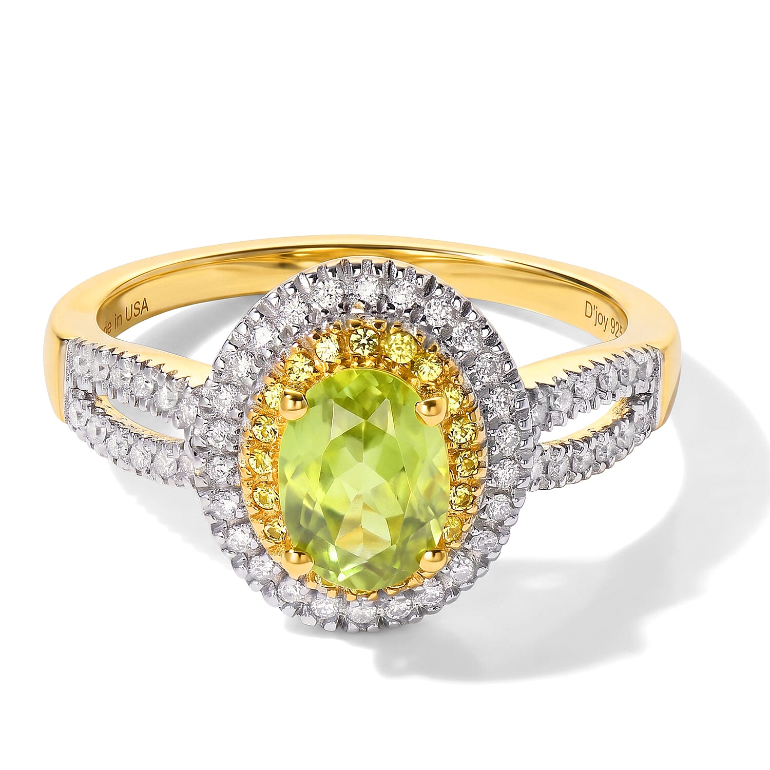 D'Joy Premium Malacacheta Sphene and Multi Gemstone 1.60 ctw Rainforest Aura Ring in 18K Vermeil Yellow Gold Over Sterling Silver (Size 5.0)