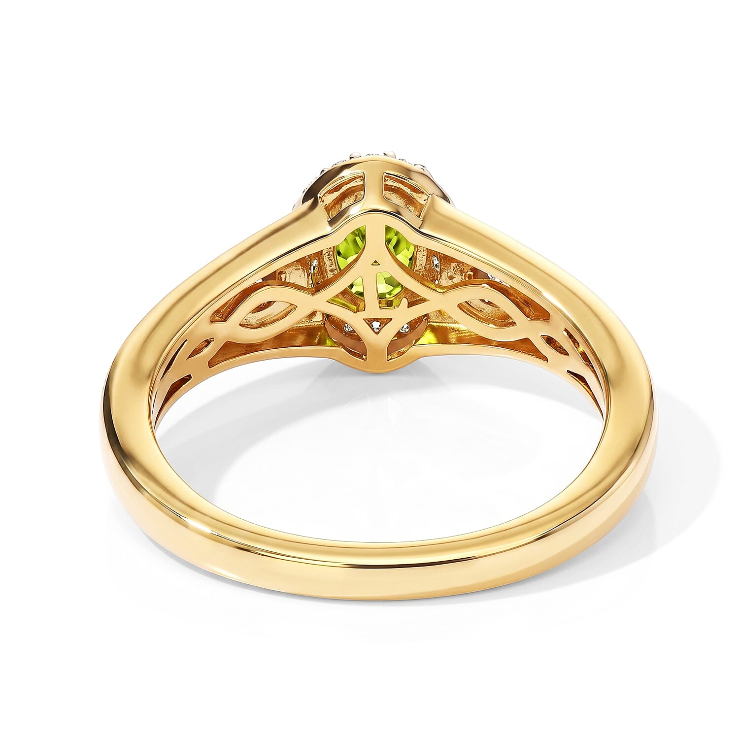 Premium Malacacheta Sphene, Luxuriant Lab Grown Diamond G-H SI 0.85 ctw Jungle Gleam Ring in 18K Vermeil Yellow Gold Over Sterling Silver (Size 6.0)
